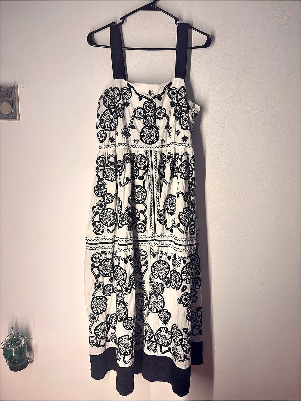 Johnny Was Mel Embroidered Maxi Dress in White & Black XL Like New